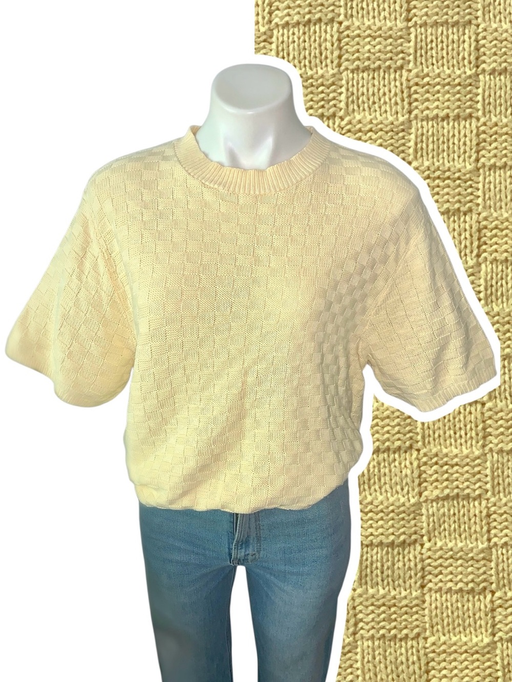 v i n t a g e :: Mod Textured Checkered Knit Sweater Top